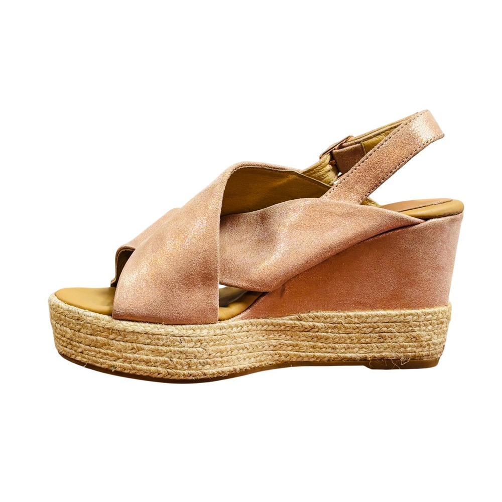 Matt Bernson Rose Gold‎ Metallic Suede Espadrille Wedge Sandals Pink 7M Spain